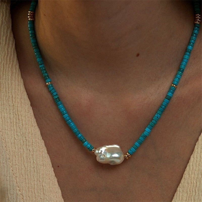 TURQUOISE BAROQUE PEARL NECKLACE