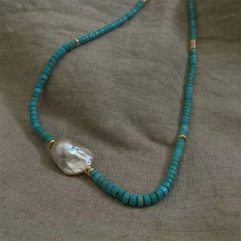 TURQUOISE BAROQUE PEARL NECKLACE