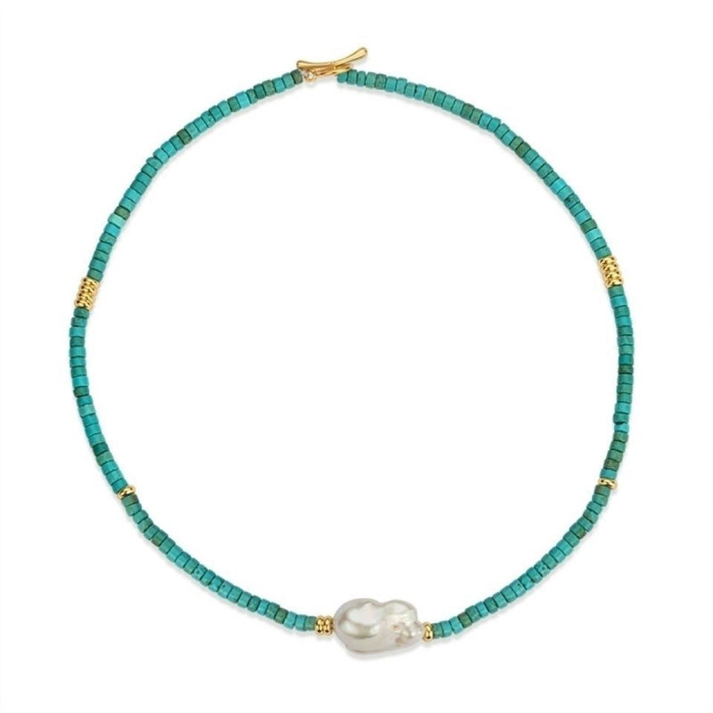 TURQUOISE BAROQUE PEARL NECKLACE