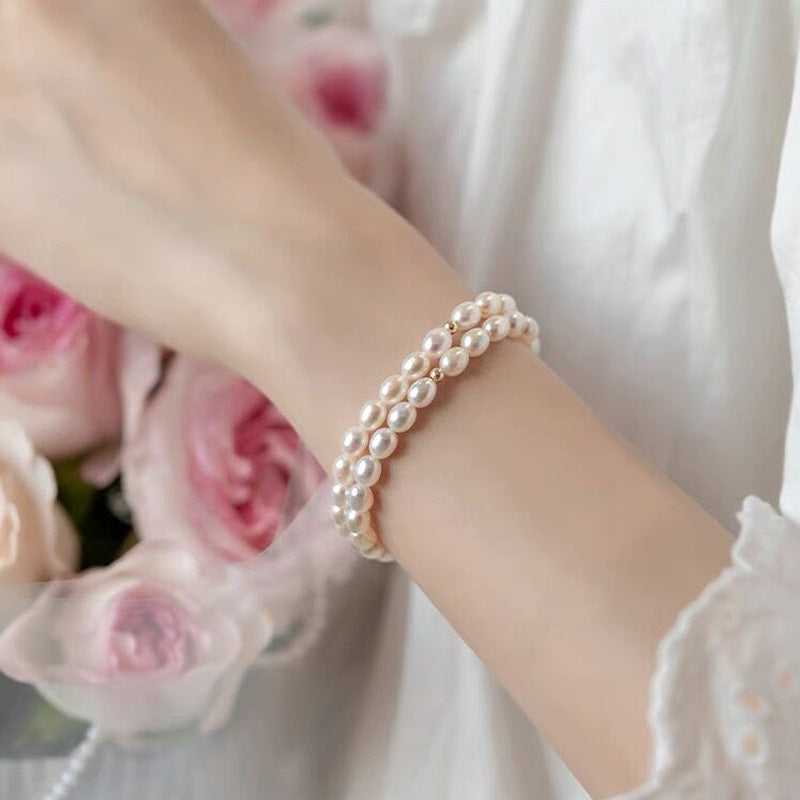 Elegant Freshwater Pearl Rice Bead Bracelet