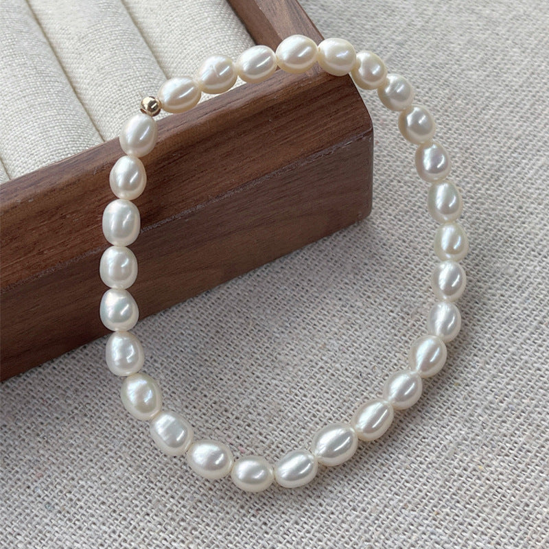 Elegant Freshwater Pearl Rice Bead Bracelet