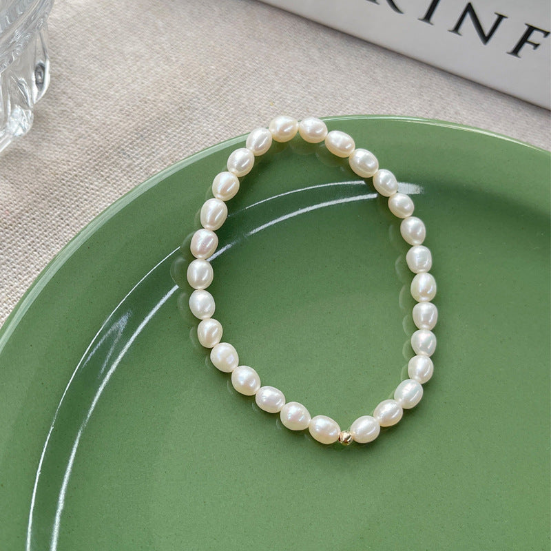 Elegant Freshwater Pearl Rice Bead Bracelet