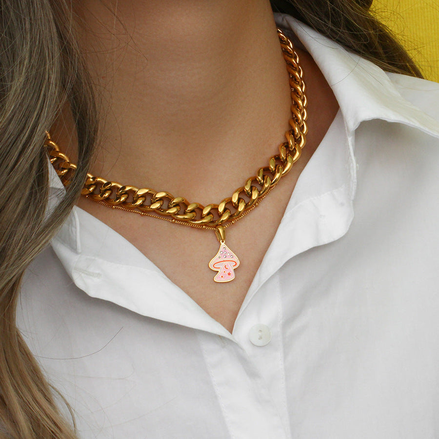 Fashion Stripe Geometric Stainless Steel 18K Gold Plated Necklaces