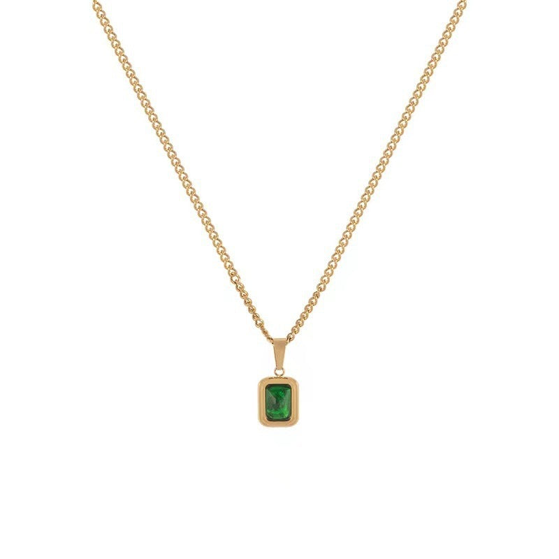 Quadrilateral Geometric Titanium Steel 18K Gold Plated Necklaces