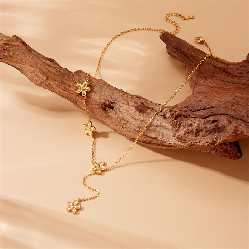 Fashion Flower Stainless Steel Electroplating Necklaces