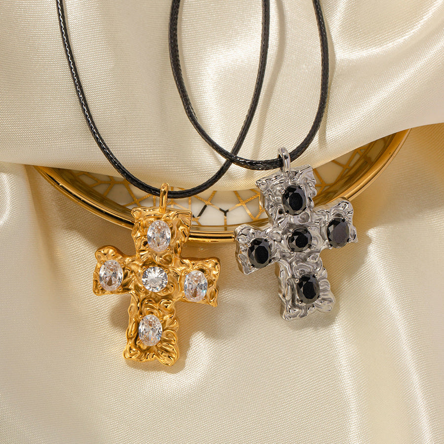 IG Style Cross Geometric Stainless Steel 18K Gold Plated Necklaces