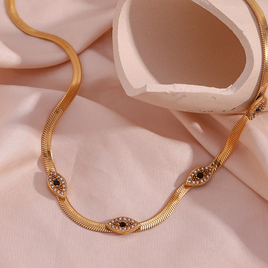 Fashion Eye Geometric Stainless Steel 18K Gold Plated Necklaces