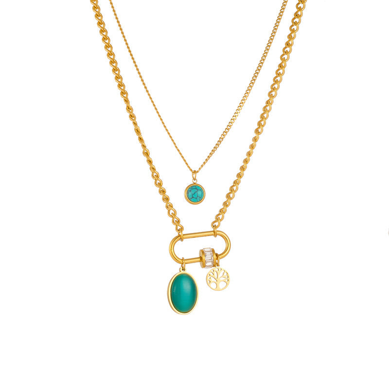 Fashion Square Octagram Chain Stainless Steel Electroplating Necklaces