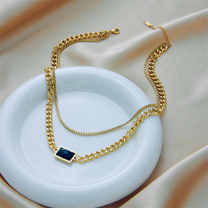 Square Chain Geometric Titanium Steel Electroplating Necklaces