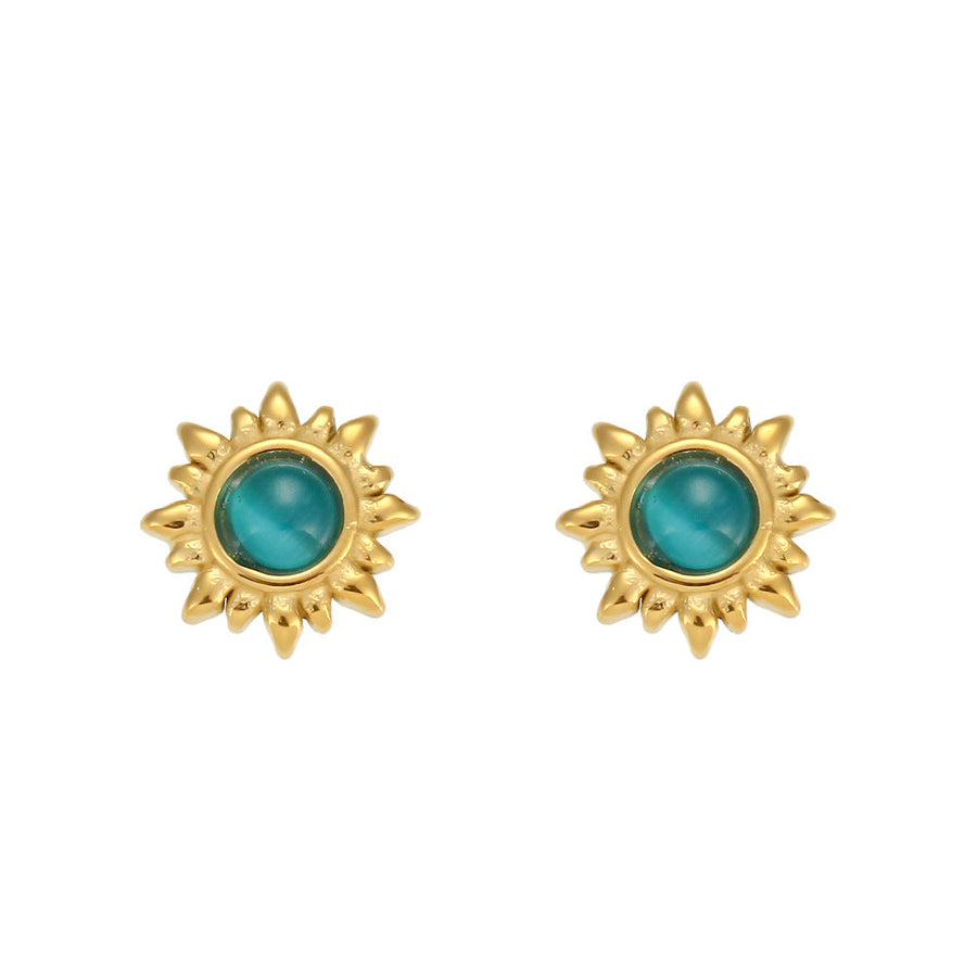 Fashion Round Circle Geometric Stainless Steel 18K Gold Plated Earrings