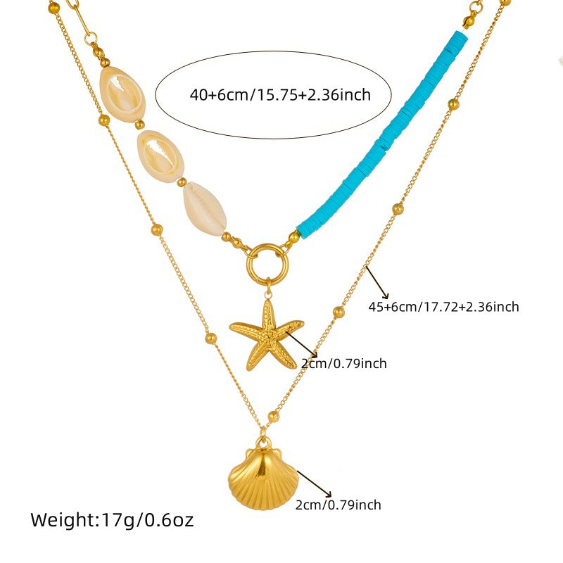 Fashion Starfish Animal Chinese Zodiac Stainless Steel Electroplating Necklaces