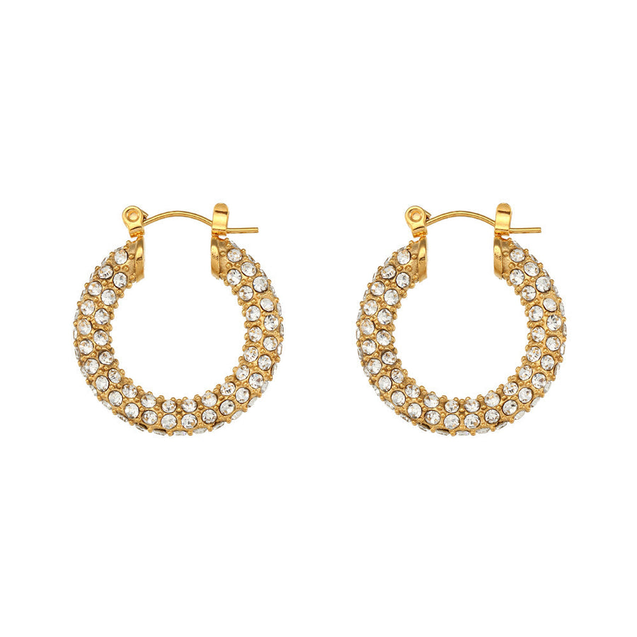 Fashion Ellipse Geometric Stainless Steel 18K Gold Plated Stud Earrings