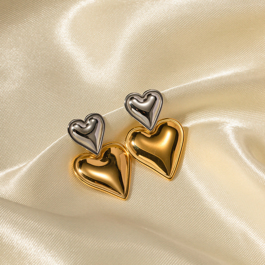 IG Style Heart Stainless Steel 18K Gold Plated Earrings