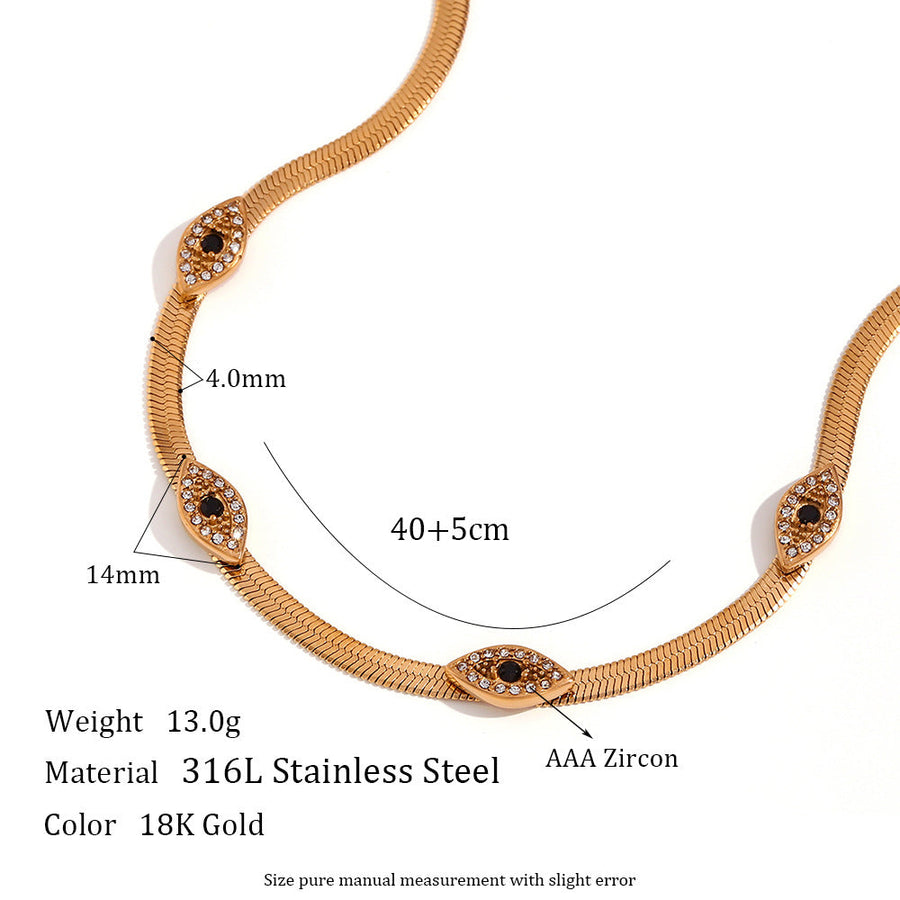 Fashion Eye Geometric Stainless Steel 18K Gold Plated Necklaces