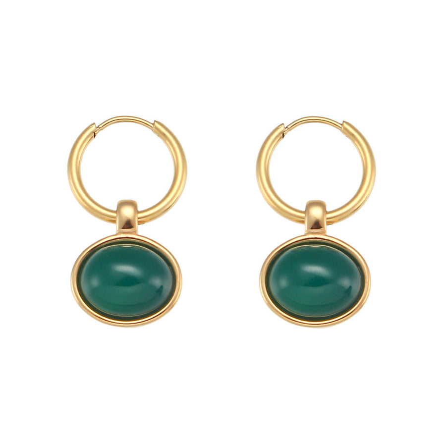 Fashion Round Circle Geometric Stainless Steel 18K Gold Plated Earrings