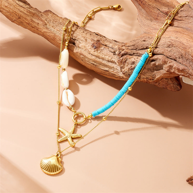 Fashion Starfish Animal Chinese Zodiac Stainless Steel Electroplating Necklaces