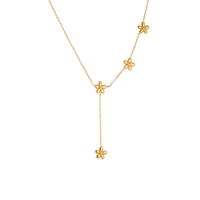 Fashion Flower Stainless Steel Electroplating Necklaces
