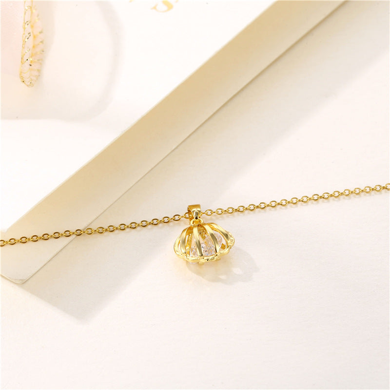 Women Minimalist Geometric Metal Shell Stainless Steel Electroplating Necklaces