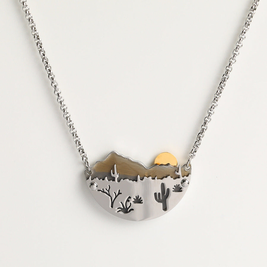 Geometric Stainless Steel Electroplating Necklaces