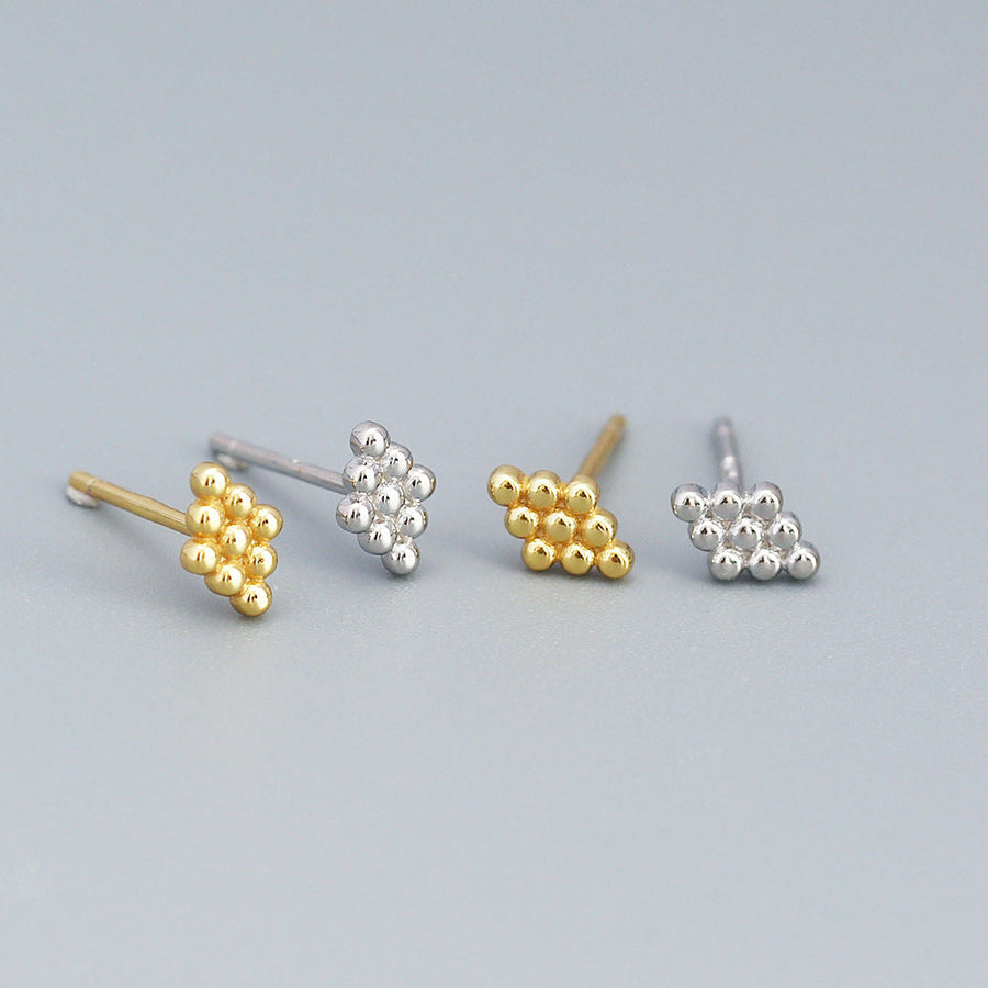 925 Sterling Silver Korean Polka Dot Geometric Silver Electroplating Stud Earrings