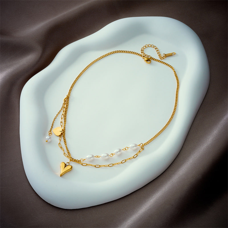 Women Heart Heart Stainless Steel Electroplating Necklaces