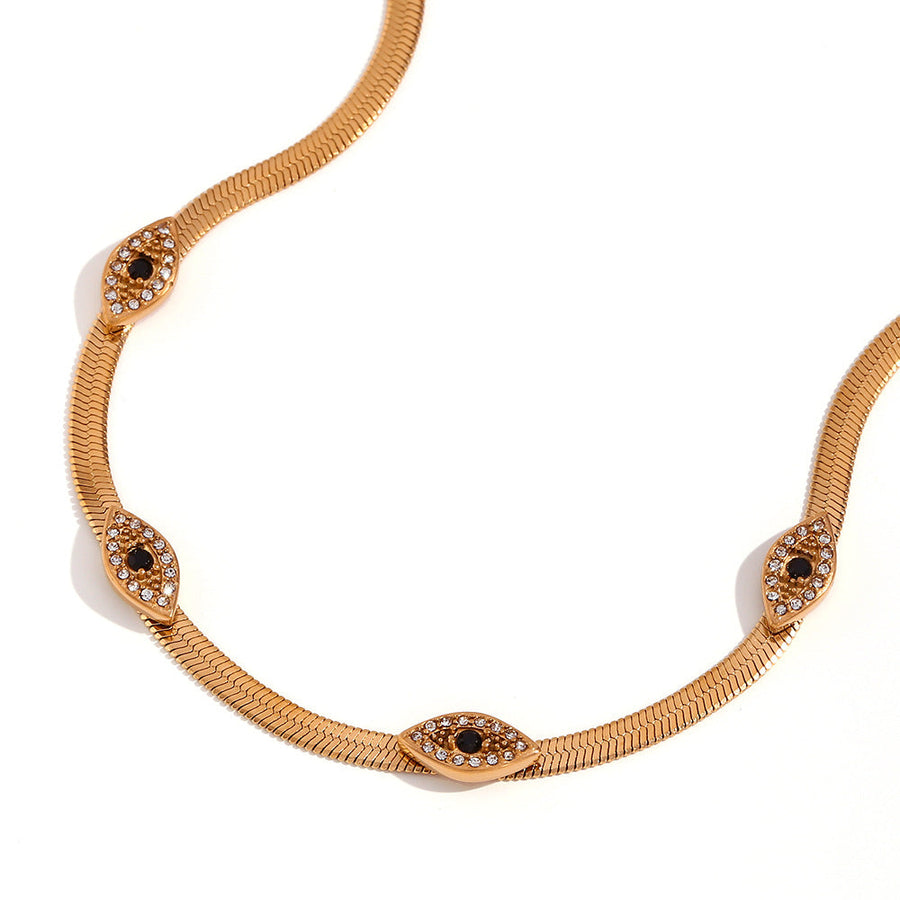Fashion Eye Geometric Stainless Steel 18K Gold Plated Necklaces