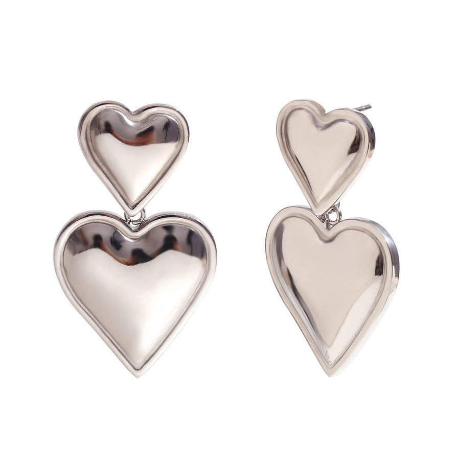 Fashion Fan-Shape Heart Leaf Bowknot Stainless Steel 18K Gold Plated Stud Earrings
