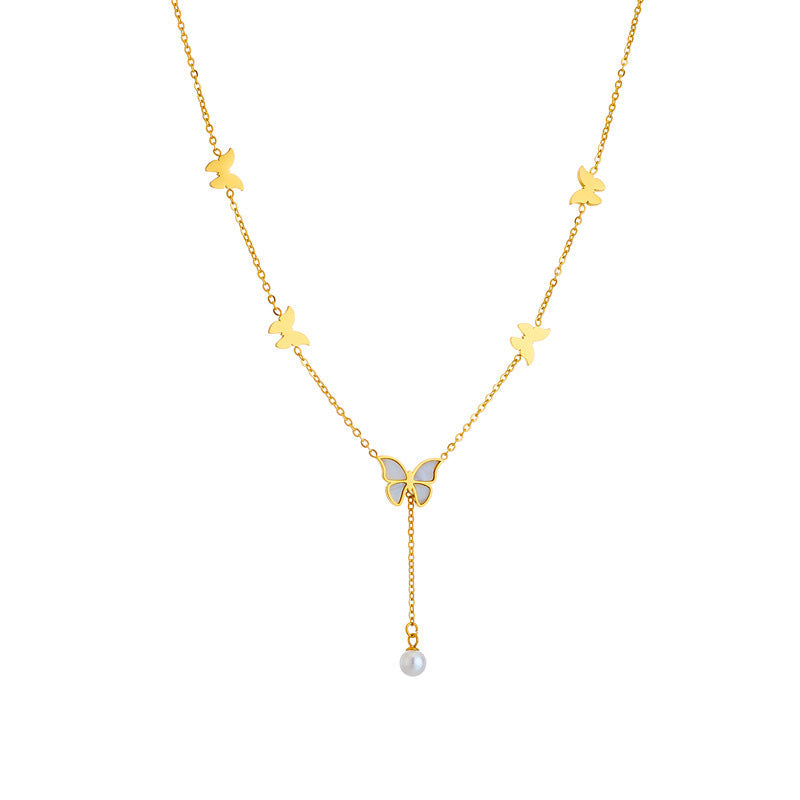 Butterfly Titanium Steel Electroplating Necklaces