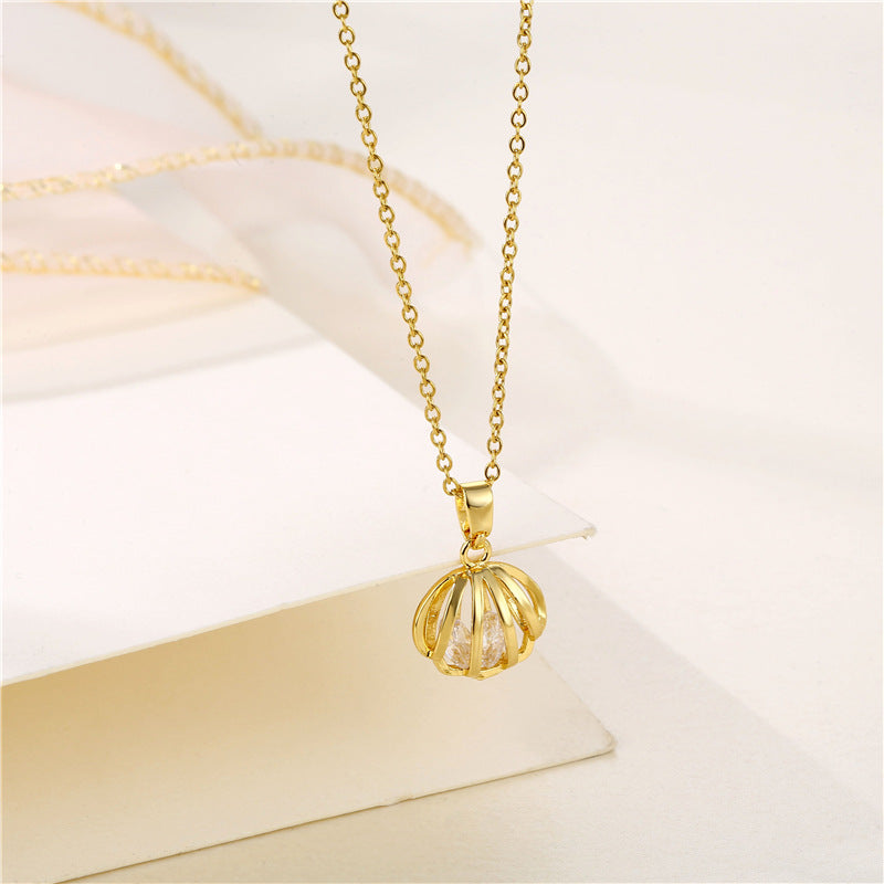 Women Minimalist Geometric Metal Shell Stainless Steel Electroplating Necklaces