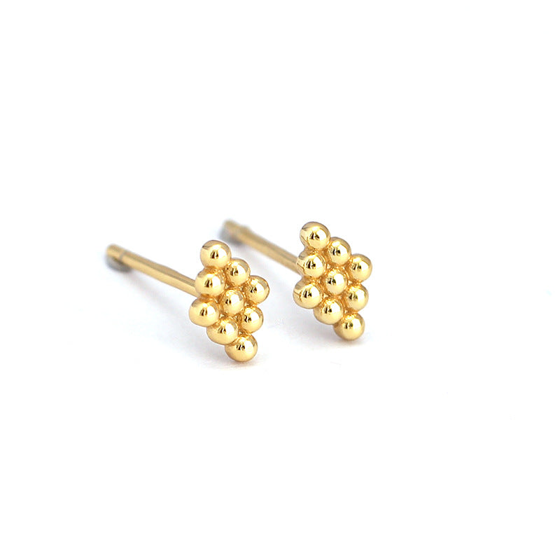 925 Sterling Silver Korean Polka Dot Geometric Silver Electroplating Stud Earrings