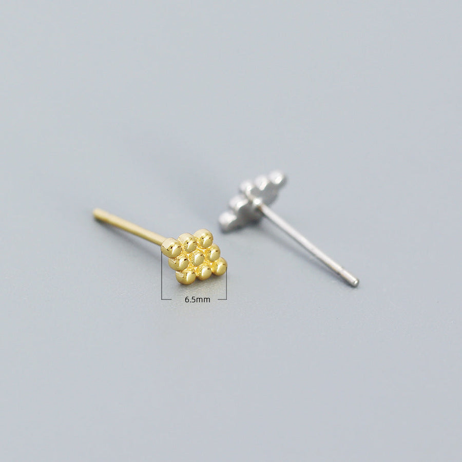 925 Sterling Silver Korean Polka Dot Geometric Silver Electroplating Stud Earrings