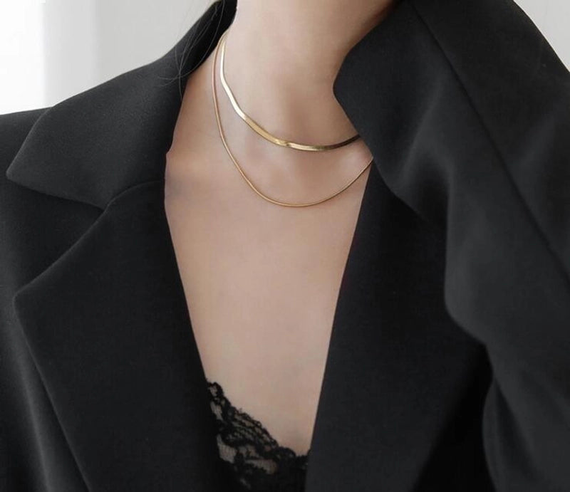 Retro Double-layer Snake Bone Chain Short Necklace