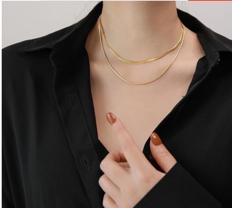 Retro Double-layer Snake Bone Chain Short Necklace