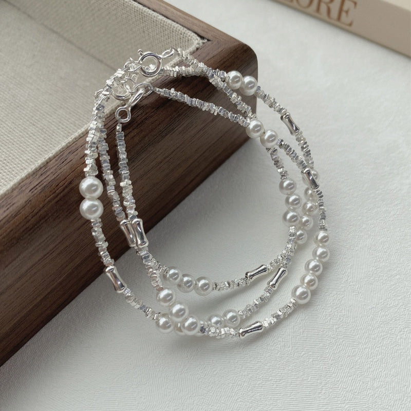 S925 Silver Beaded Freshwater Pearl Bracelet