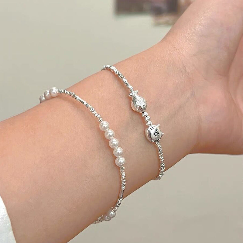 S925 Silver Beaded Freshwater Pearl Bracelet