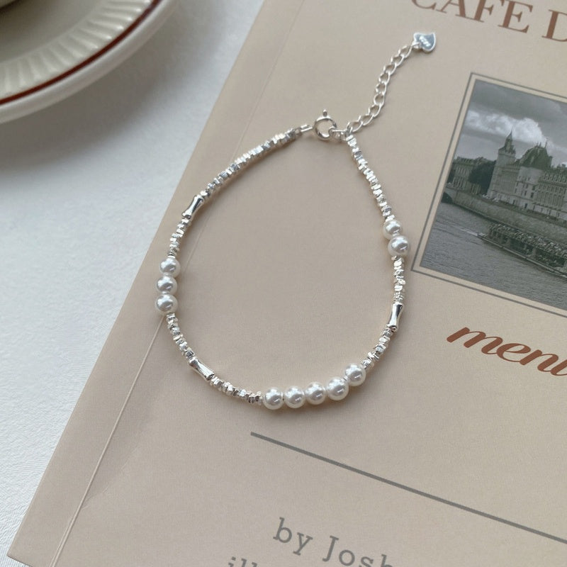 S925 Silver Beaded Freshwater Pearl Bracelet