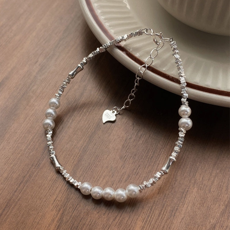 S925 Silver Beaded Freshwater Pearl Bracelet