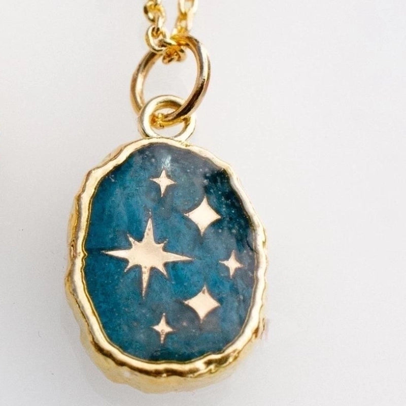 Simple Style Korean Style Star Moon Stainless Steel Enamel Plating Inlay Zircon 18k Gold Plated Pendant Necklace