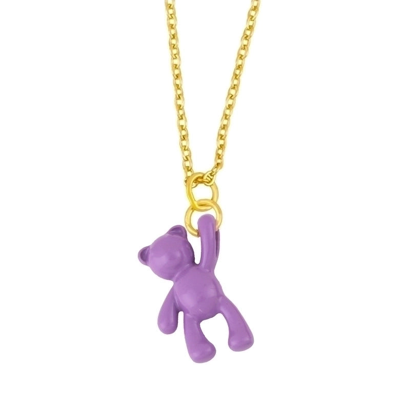 Wholesale Simple Solid Color Bear Pendant Copper Necklace