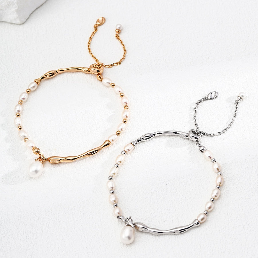 S925 Silver Natural Pearl Adjustable Bracelet